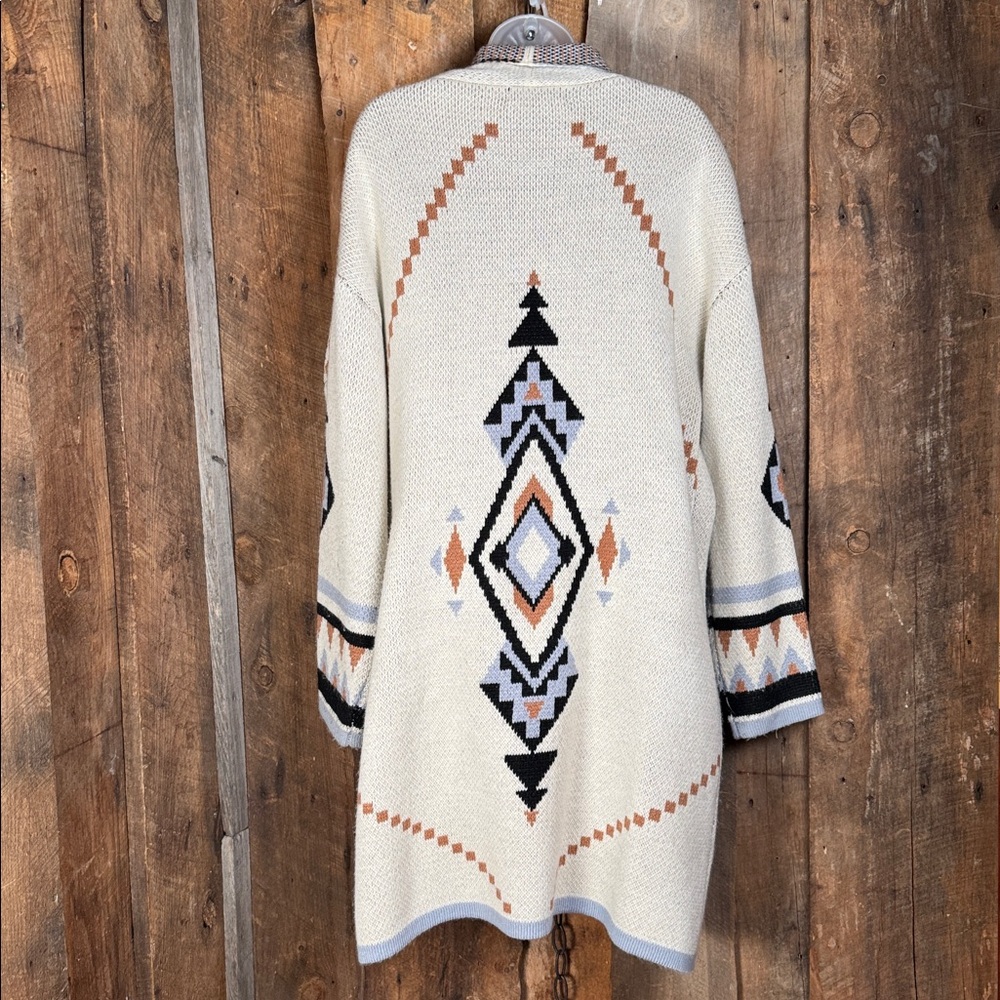 Blue B Collection Geometric Patterned Open Cardig… - image 6